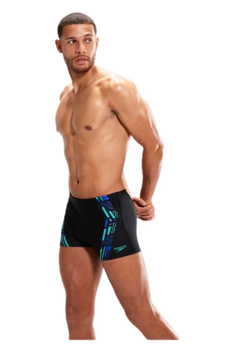 Speedo Men's Tech Print Aquashort Black/Blue/Aquarium-3